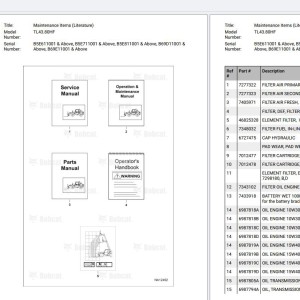 Bobcat TL43.80 TL43.80HF Parts Catalog PDF