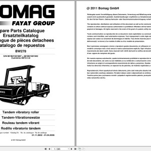 Bomag BW278 Spare Parts Catalog PDF 2002-2005 EN DE FR