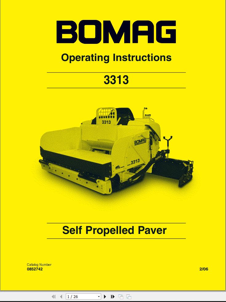Bomag 3313 Operating Instructions, Spare Parts Catalog