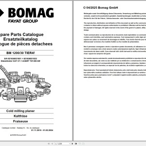 Bomag BM 1200-30 Tier4f Parts Catalog 00824963 2024