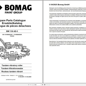 Bomag BW 138 AD-5 Parts Catalog 00825559 2025
