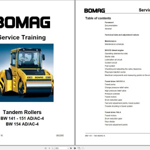 Bomag BW151AC-4 Operating And Maintenance Instructions, Service Training