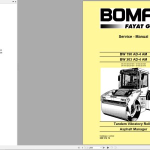 Bomag BW190AD-4 Service Manual, Service Training, Operating And Maintenance Instructions