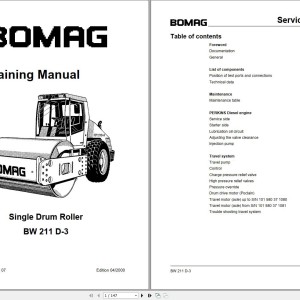 Bomag BW211D-3 Service Training, Training Manual, Service And Maintenance