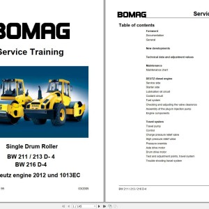 Bomag BW211D-4 Service training, Operating And Maintenance Instructions