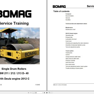 Bomag BW211D-40 Service Training