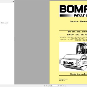 Bomag BW212D-40 BW212PD-40 Service Manual, Service Training, Operating And Maintenance Instruction