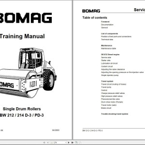 Bomag BW214PD-3 Instruction For Repair, Training Manual