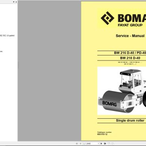 Bomag BW218D-40 Service Training, Service Manual