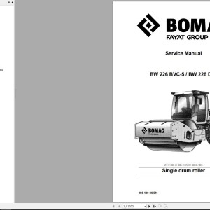 Bomag BW226 BVC-5Deutz TCD 6.1 L6 Service Manual, Operation And Maintenance Instruction