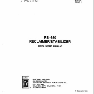 Bomag RS-650 Parts Catalog, Owner's Manual