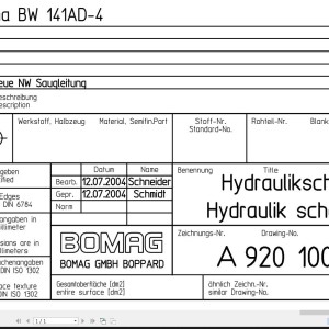 Bomag BW161ADCV Operating And Maintenance Instructions, Hydraulic Schematic, Electrical Circui Diagram