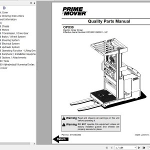 BT OPX30 Electrical Diagrams & Parts Manual