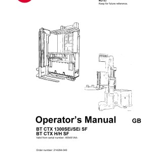BT CTX 1300SEi H SF Operator's Manual