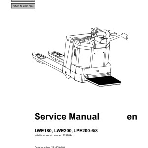 BT LWE180 LWE200 LPE200-6 LPE200-8 Service Manual 221609-040