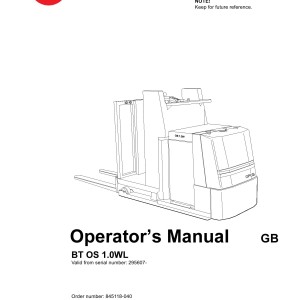 BT OS 1.0WL Operator's Manual 845118-040