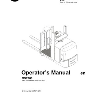 BT OSE100 Operator's Manual 231976-040