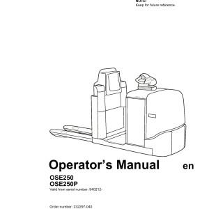 BT OSE250 OSE250P Operator's Manual 232297-040