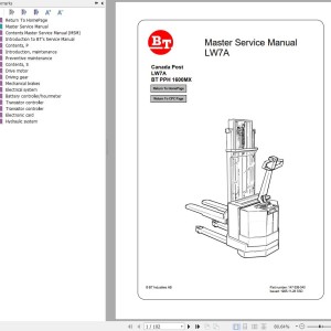 BT PPH1600MX Master Service Manual 147 639-040