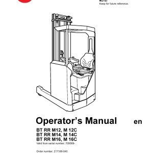 BT RR M12 M12C M14 M14C M16 M16C Operator's Manual 217169-040