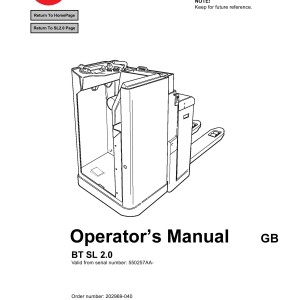 BT SL 2.0 Operator's Manual 202969-040