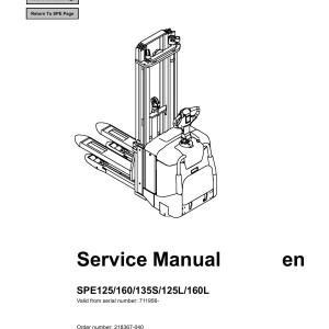 BT SPE125 to SPE160L Service Manual 218367-040