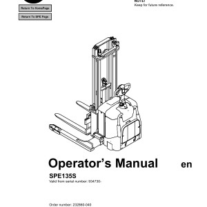 BT SPE135S Operator's Manual 232860-040