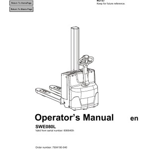 BT SWE080L Operator's Manual 7504150-040