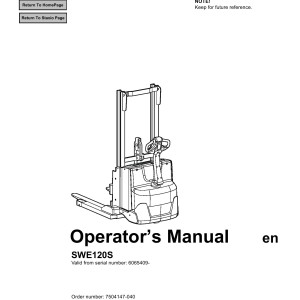 BT SWE120S Operator's Manual 7504147-040