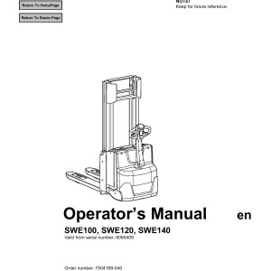 BT SWE100 SWE120 SWE140 Operator's Manual 7504169-040