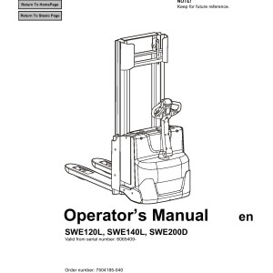 BT SWE120L SWE140L SWE200D Operator's Manual 7504185-040