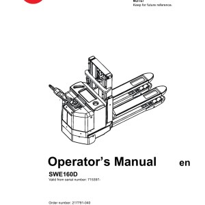 BT SWE160D Operator's Manual 217791-040