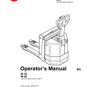 BT W18 W20 Operator's Manual 203614-040