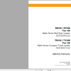 Case SR250 SV300 TR320 TV380 Tier 4A Service Manual