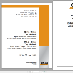 Case SR270 SV300 TR340 TV380 Tier 4B Service Manual
