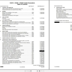 CASE CX210 - CX230 - CX240 Workshop Manual