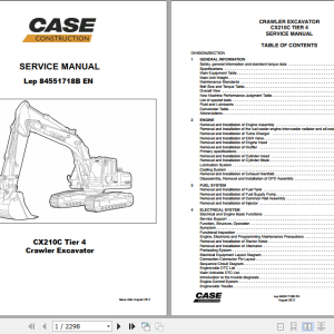Case CX210C Tier 4 Service Manual 84551718B