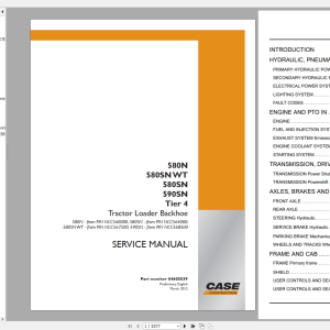 Case 580N 580SN 580SN WT 590SN Tier 4 Service Manual 84605839