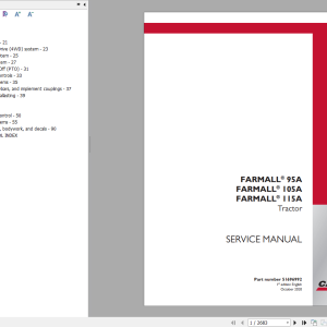 Case IH FARMALL 95A 105A 115A Service Manual 51696992