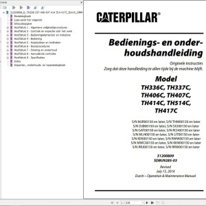 CAT TH414C Service Parts Operation Maintenance Manual PDF