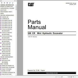 Caterpillar 308CR Parts Manual M0096123-00