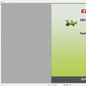 Claas AVERO 160 240 Technical System Service Manual 0002905895 2013