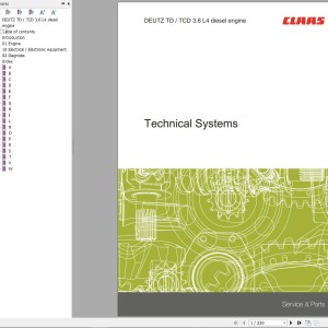 Claas Deutz Engine TD3.6L4 TCD3.6L4 Technical Systems 00 0300 384 1