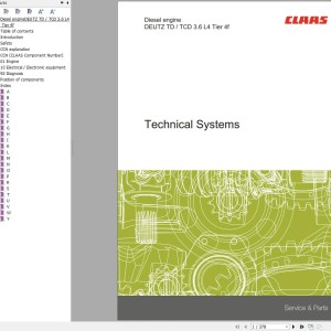 Claas Deutz Engine TD3.6L4 TCD3.6L4 Tier 4f Technical Systems 00 0288 505 0