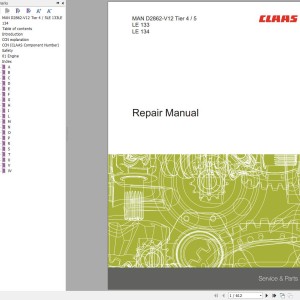 Claas MAN Engine D2862-V12 Tier 4 5 LE133 LE134 Repair Manual 00 0288 987 2