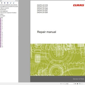 Claas MAN Engine D4276 LE121B to D4276 LE122D Repair Manual 00 0303 462 1