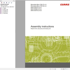 Claas Mercedes-Benz Engine OM and MAN Assembly Instructions 00 0303 023 1