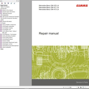 Claas Mercedes-Benz Engine OM470LA OM471LA OM473LA Repair Manual 00 0300 667 8