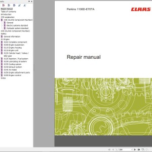 Claas Perkins Engine 1106D-E70TA Repair Manual 00 0302 335 1