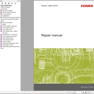 Claas Perkins Engine 1206F E70TA Repair Manual 00 0288 247 0